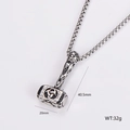 Detail of stainless steel Mjolnir pendant showing 40.5mm height and 20mm width dimensions - Thor's Hammer Style (6) / Matching Chain