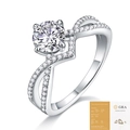 Anillo de plata S925 con moissanita, banda trenzada y certificado oficial de GRA - Talla US 9 / Moissanita (R13543/Con GRA)