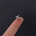 16G stainless steel cross cartilage stud earring with silver zircon stones on fingertip - Cross Style (11#) / Silver