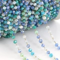 3.6mm multi-color faceted crystal beads on 18k gold plated stainless steel DIY chain - 3.6mm (1m/Pack) / Gold Chain - Blue Green