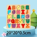 Alphabet wooden puzzle board for kids with 26 colorful 3D letters for early learning - Uppercase Letters