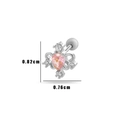 Pink pear-cut zircon stud earring in stainless steel with screw back closure - Pink Water Drop Flower (5#) / Silver