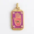 Fortune Hamsa tarot pendant in purple enamel with pink palm and evil eye detail - M801153-Lavender