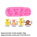 Moule en silicone rose pour chocolats et breloques ours avec mesures de taille précises - 3# B958 / Rose