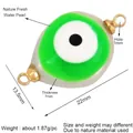 Handcrafted Evil Eye charm with natural freshwater pearl and green enamel inlay - Green Evil Eye (L344505)
