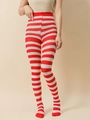 Collants à rayures rouges et blanches pour costumes de fête d'Halloween ou Noël - Collant rayé rouge blanc
