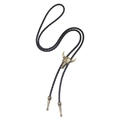 Western cowboy bolo tie featuring a vintage bronze longhorn skull on black braided cord - Antique Bronze Bull Head Necklace