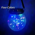 Solar crackle glass jar light with multicolor LED string and hanging rope handle - Upgraded 30 LED Wrapped Edge 4-Color