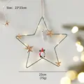 Stella decorativa di Natale in ferro verde con luci LED calde e piccolo personaggio renna - Stella Verde con Luce LED