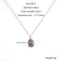 Stainless steel necklace with irregular purple natural stone pendant in 18k gold finish - Purple / Steel