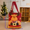 Christmas reindeer gift bag in red fabric with 3D doll and gold snowflakes 20x20cm - Burlap Handbag Reindeer