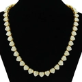 Hip hop style gold heart-link chain necklace fully iced out with sparkling diamonds - 18 inch Necklace / Gold