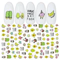 3D cartoon nail stickers F604 with cute avocado, cactus and donut designs on white nails - F604 (Bare Sheet)