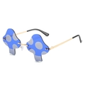 Occhiali da sole a fungo blu senza montatura con pois e stanghette dorate - Blu Scuro