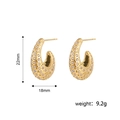 Detailed view of gold C-shaped earrings with zircon inlay and product dimensions - Pave Rhinestone Style (STE24130-GO)