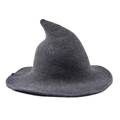 Classico cappello da mago in maglia grigio scuro con punta alta e tesa larga - Taglia unica / Nero e Grigio