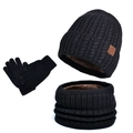 Set invernale con berretto nero, sciarpa e guanti touch con calda fodera in pile - Set da 3 Pezzi Nero