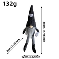 Knitted Christmas gnome plush with grey heart hat and long legs, 38cm holiday decor - Black Men's Style