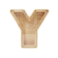 Spardose in Y-Form aus Holz mit transparenter Acrylplatte und natürlicher Maserung - Buchstabe Y
