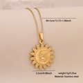 Golden stainless steel necklace featuring sun and moon face charms with size annotations - 3# Gold Sun Moon Face (2.5cm)
