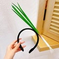 Funny green onion plush headband for girls with a realistic vegetable design on black band - Green Onion