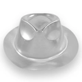 Detailed view of silver metallic jazz hat showing smooth reflective surface and texture - Silver