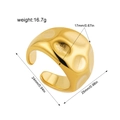 Detailed view of chunky 18K gold knot ring with textured surface and size measurements - Hammered Gold
