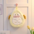 Cute yellow duck cartoon microfiber hand towel with absorbent coral fleece and hanging loop - Yellow Chicken / Goose Yellow