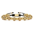 Handgefertigtes 8mm Zirkonia Kronenperlen Armband mit verstellbarem Seil in Gold und Schwarz - 8mm Zirkonia-Ball + 6mm Kupferperle