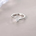 S925 sterling silver open ring featuring a sparkling letter L and round zircon stone - Letter L