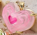 Herzanhänger aus rosa Harz mit Goldmetallrahmen für DIY-Schmuckherstellung - Rosa