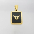 Collier en acier inoxydable 18K avec pendentif Taureau noir rectangulaire - Taureau (Avec Chaîne)