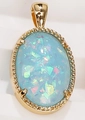 Pendente a goccia placcato oro con opale blu dai riflessi cromatici vivaci - Blu Chiaro (Ovale)