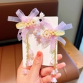 Traditional girl's purple bow hair clips with long tassels and white flower detail - Purple Dragonfly Pair Clip (469-12#)
