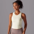 Gros plan détaillé des coutures et de la texture du nylon sur un débardeur de yoga - Ivoire Clair (Débardeur 7018 - Ivoire Clair)