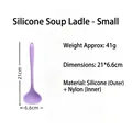 Purple small silicone soup spoon with heat-resistant long handle for non-stick cookware - Small / Purple
