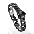 Pulsera negra de cadena cubana en acero inoxidable 316L con dije de guante de boxeo - 220x16mm / Negro