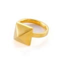 Anello chic in acciaio inossidabile dorato con borchia a piramide quadrata geometrica - US 6 / Oro (KR34926-K)