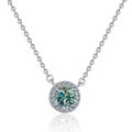 Collana in argento S925 con ciondolo tondo in moissanite verde da 1 carato - Verde petrolio