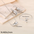 Silver stainless steel jewelry set featuring teardrop pendant necklace and bangle - Silver Small Teardrop Three-Piece Set (KS221026-K)