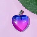 Blue to pink gradient crystal heart pendant with metal clasp on light pink surface - 56-Three-color Blue Rose Red