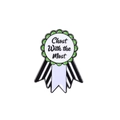 Ghost With the Most enamel pin featuring a green medallion design and striped ribbons - Ghost With the Most Medal Style (QHXZ2961)