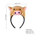 Brown plush cartoon pig headband for children kids animal costume props with size details - 3D Light Brown Wild Boar Headband