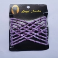 Elastic purple beaded magic hair comb accessory with circular and faceted resin beads - Purple