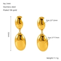 Polished 18K gold plated stainless steel double oval drop earrings measuring 55mm long - 18K Gold / Gold
