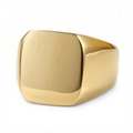Anello con sigillo quadrato dorato minimalista in acciaio inossidabile lucido per uomo e donna - Taglia US 10 / Sigillo Quadrato Lucido / Oro
