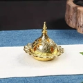 Brûleur d'encens en métal doré avec motifs floraux évidés de style moyen-oriental - Tête de Gourde A