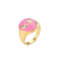Pink enamel alien ring in 18K gold plated stainless steel with marquise gems - Pink