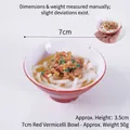 Miniature food model keychain with realistic red bowl noodle design, 7cm diameter size - 7cm / Large Red (No Hook)