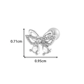 Silver butterfly stud earring with clear zircon inlay and white pearl detail back - Butterfly Water Drop Pendant Style (2620-6#) / Silver